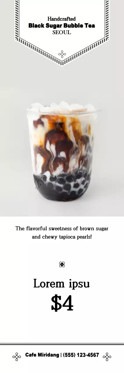 Banner promocional de chá de bolhas simples branco