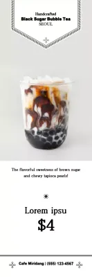 Banner promocional de chá de bolhas simples branco