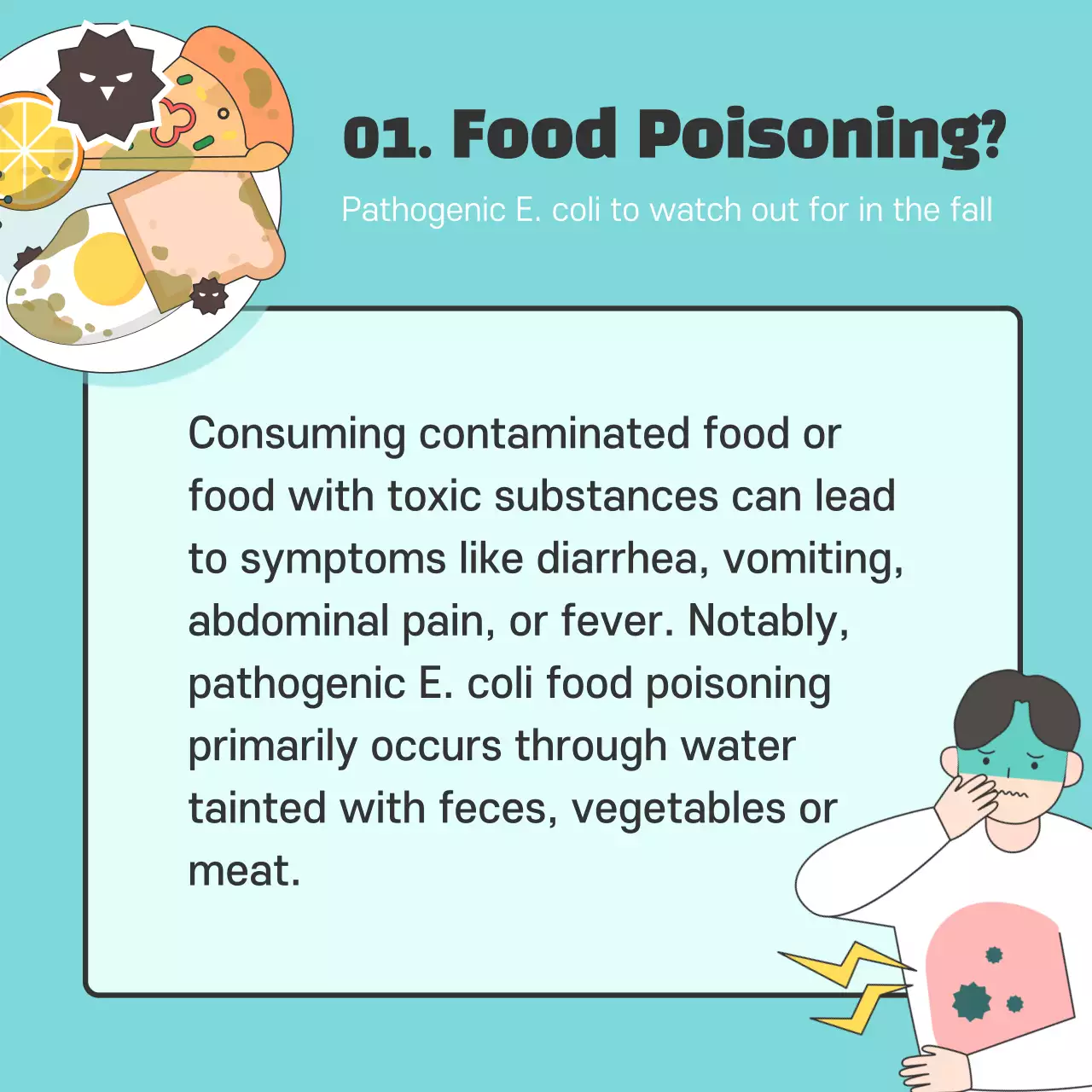 Blue Minimal Food Poisoning Guide Instagram Carousel