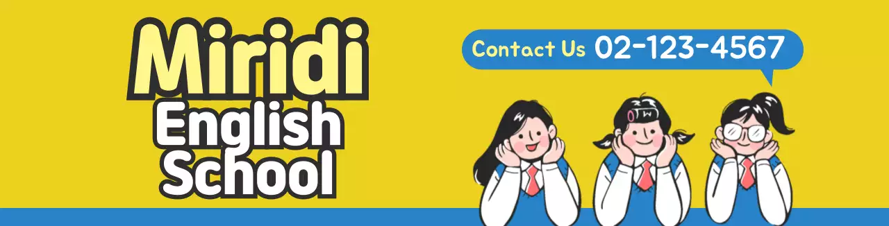 Yellow blue character illustration English school promotion