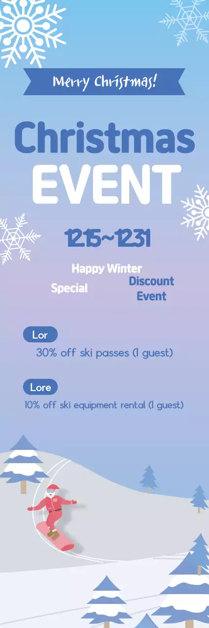 Blue gradient illustration Christmas ski resort discount event