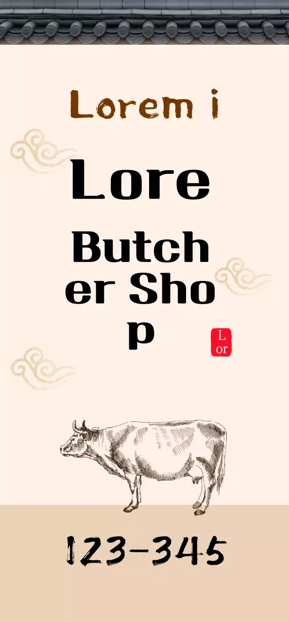 Traditional concept butcher shop in a beige tiled house