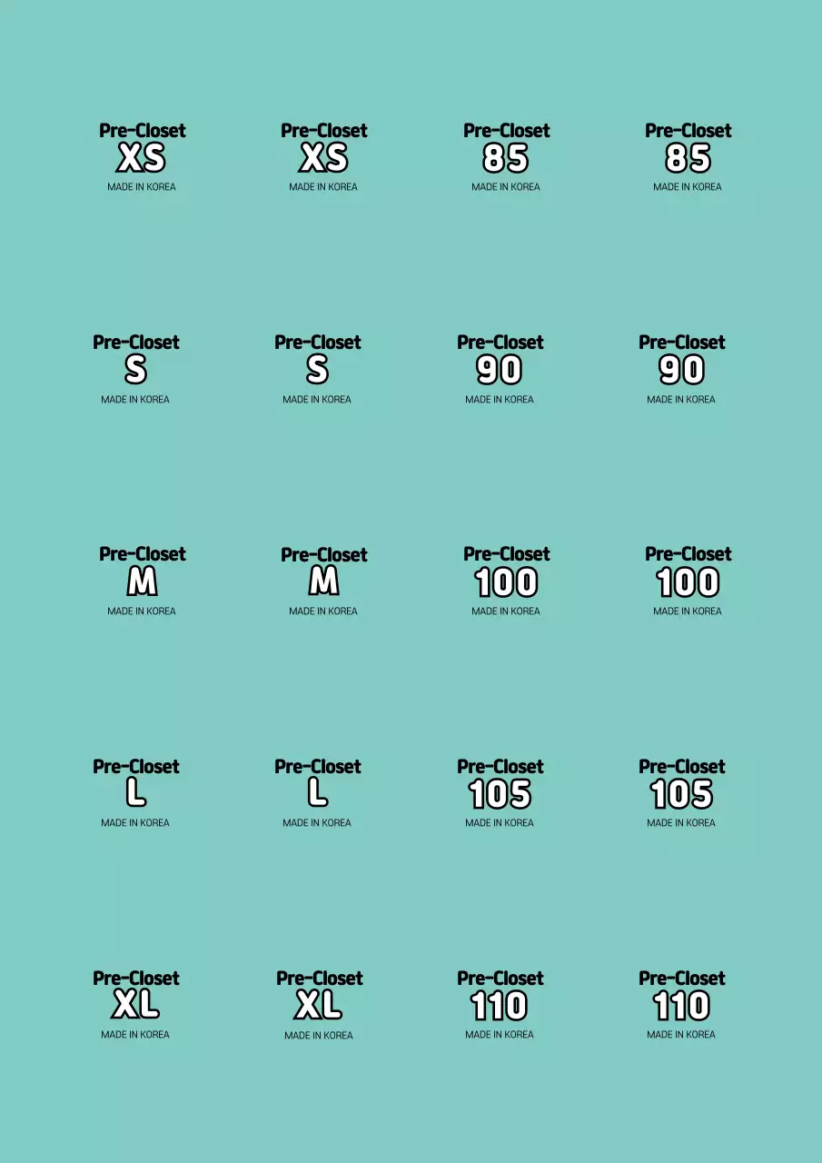 Simple mint-colored clothing size freehand sticker