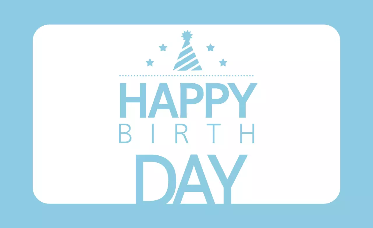 Banner de cartão de aniversário simples azul