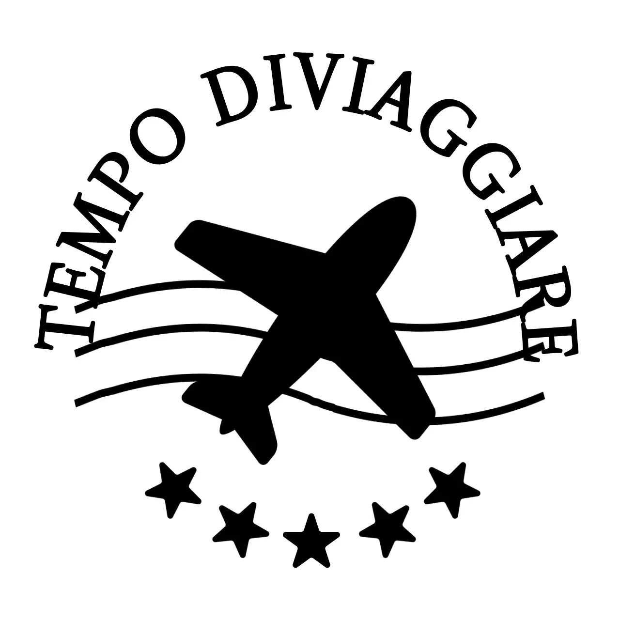 Concetto di viaggio con stelle nere e illustrazione di un aereo