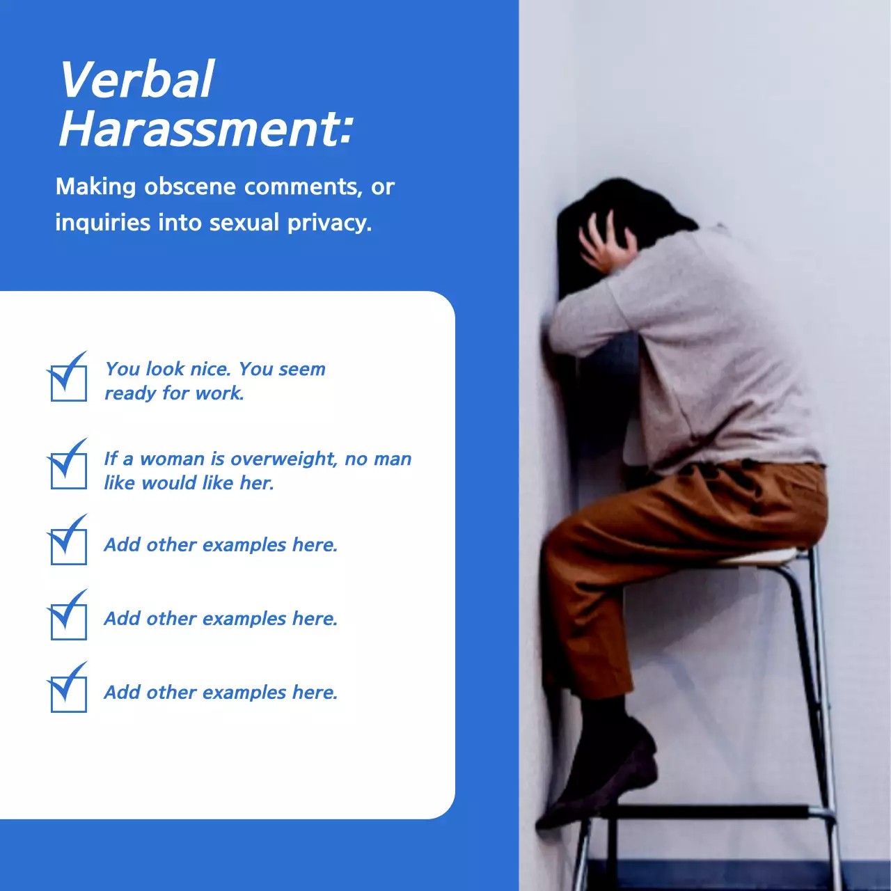Blue Professional Harassment Checklist Instagram Carousel