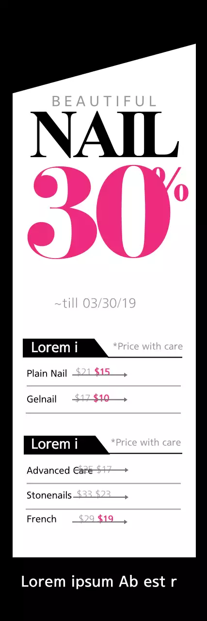 Banner de promoção de unhas modernas rosa