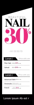 Banner de promoção de unhas modernas rosa