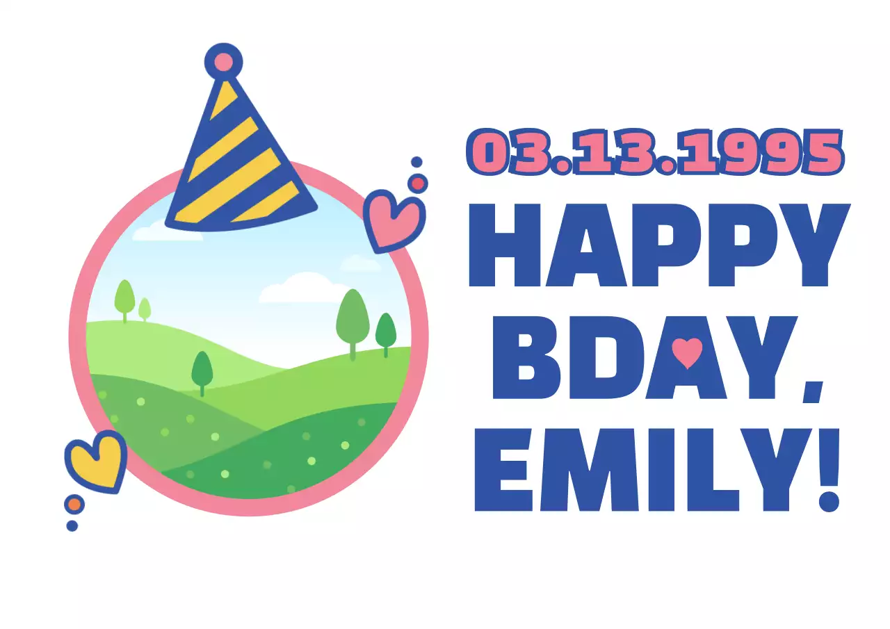 Blue Simple Birthday Card Poster