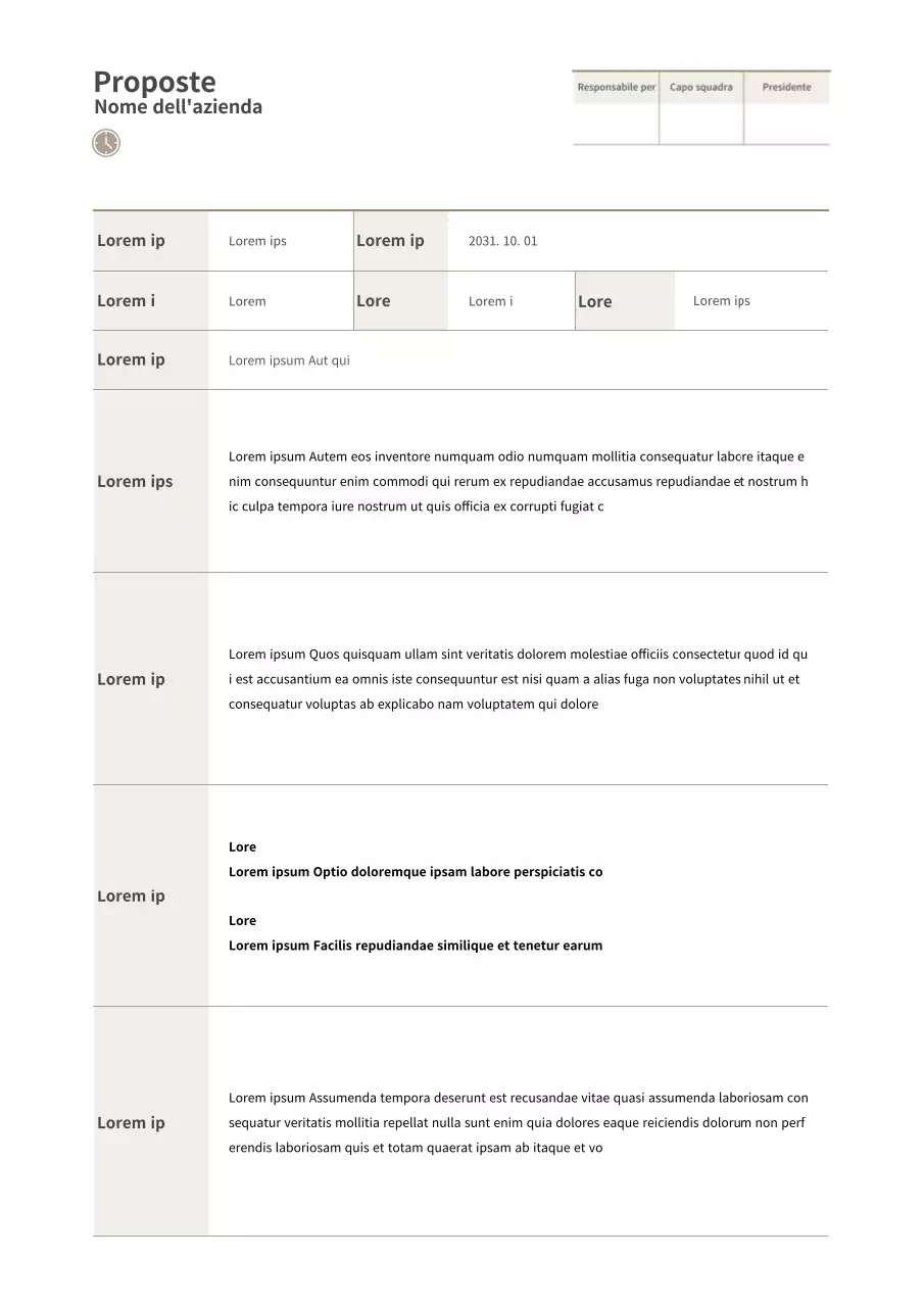 Proposta marrone, semplice, tabellare