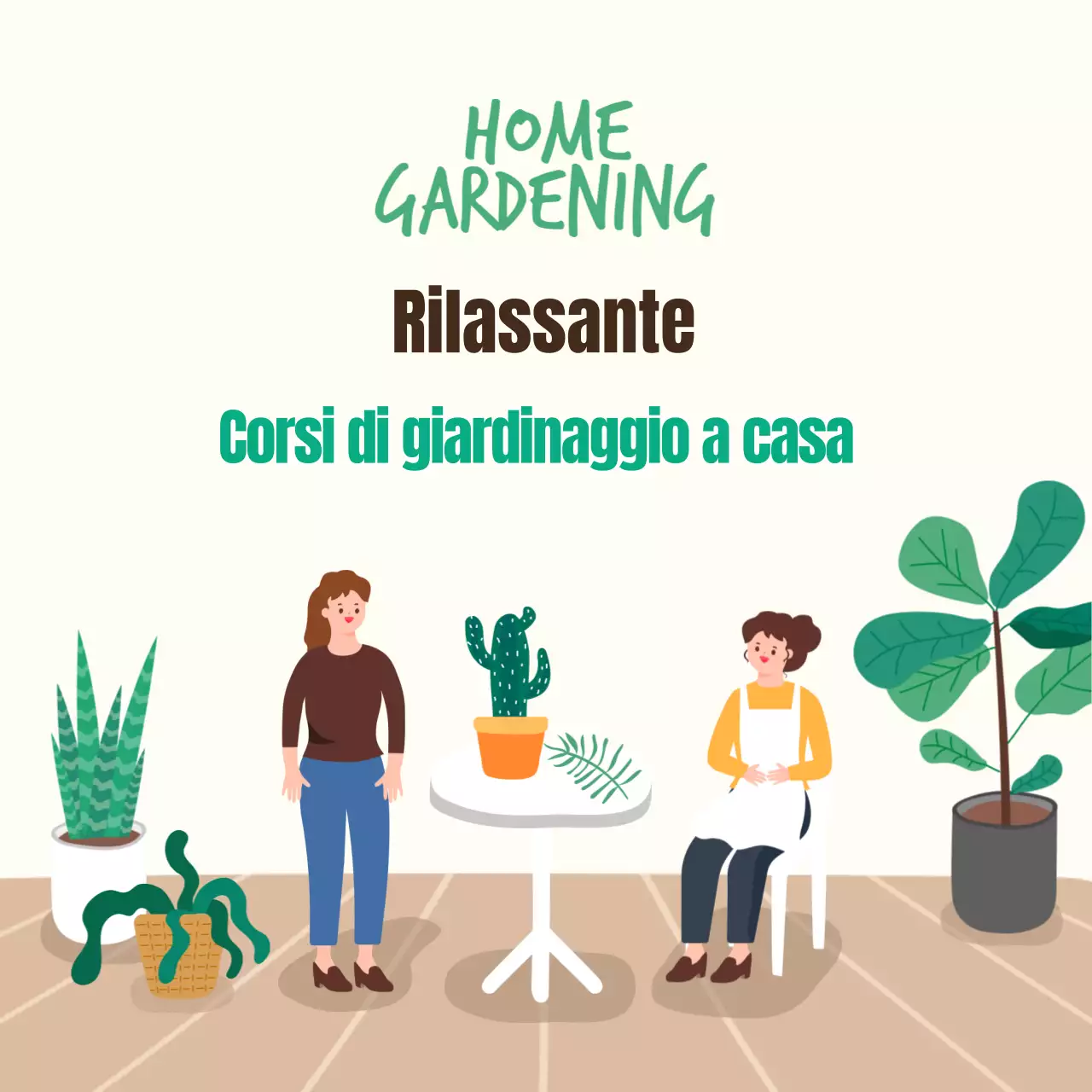 Promuovere un corso di giardinaggio domestico minimalista in avorio e verde