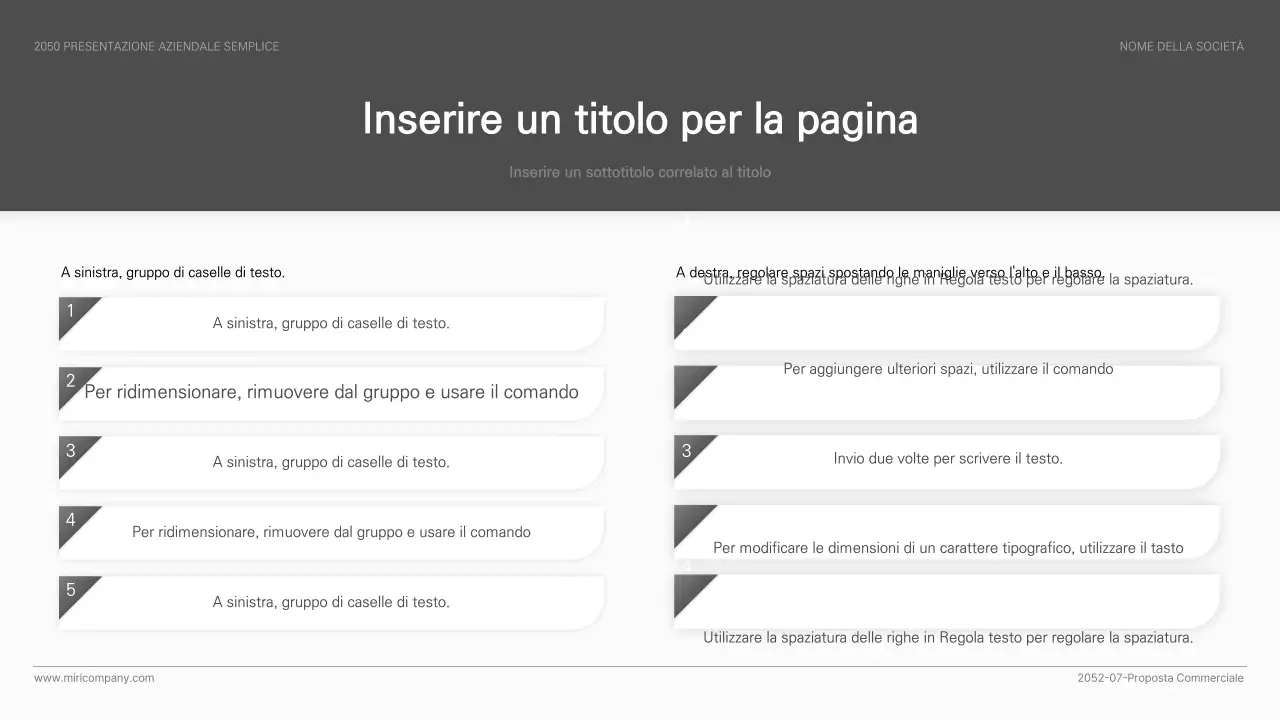 Presentazione aziendale semplice ed essenziale in bianco e nero