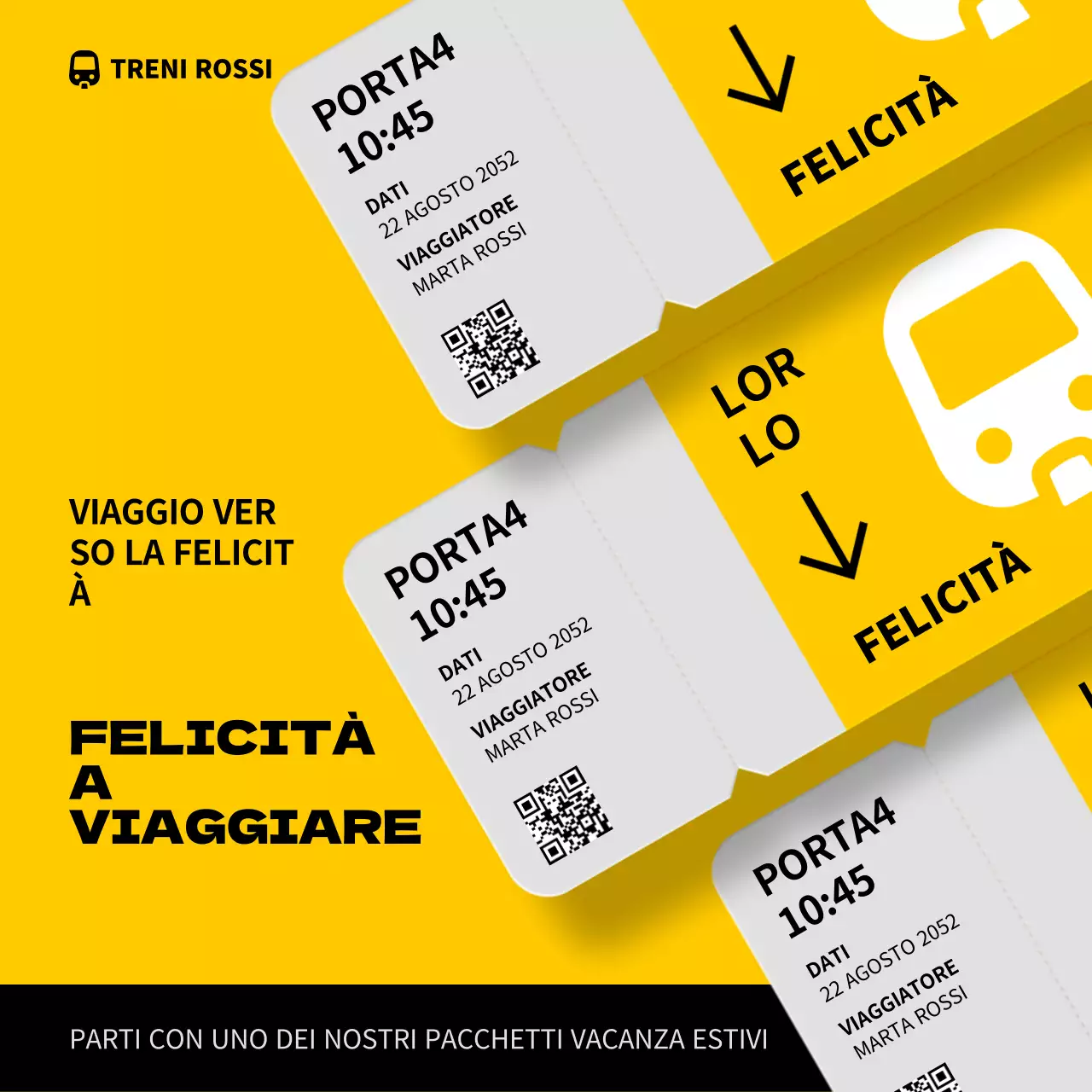 Concetto di biglietto ferroviario giallo e nero