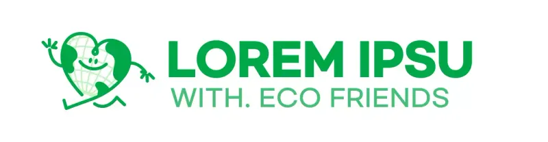 Emblem logo concept with cute green earth character Global environmental campaign promotional material