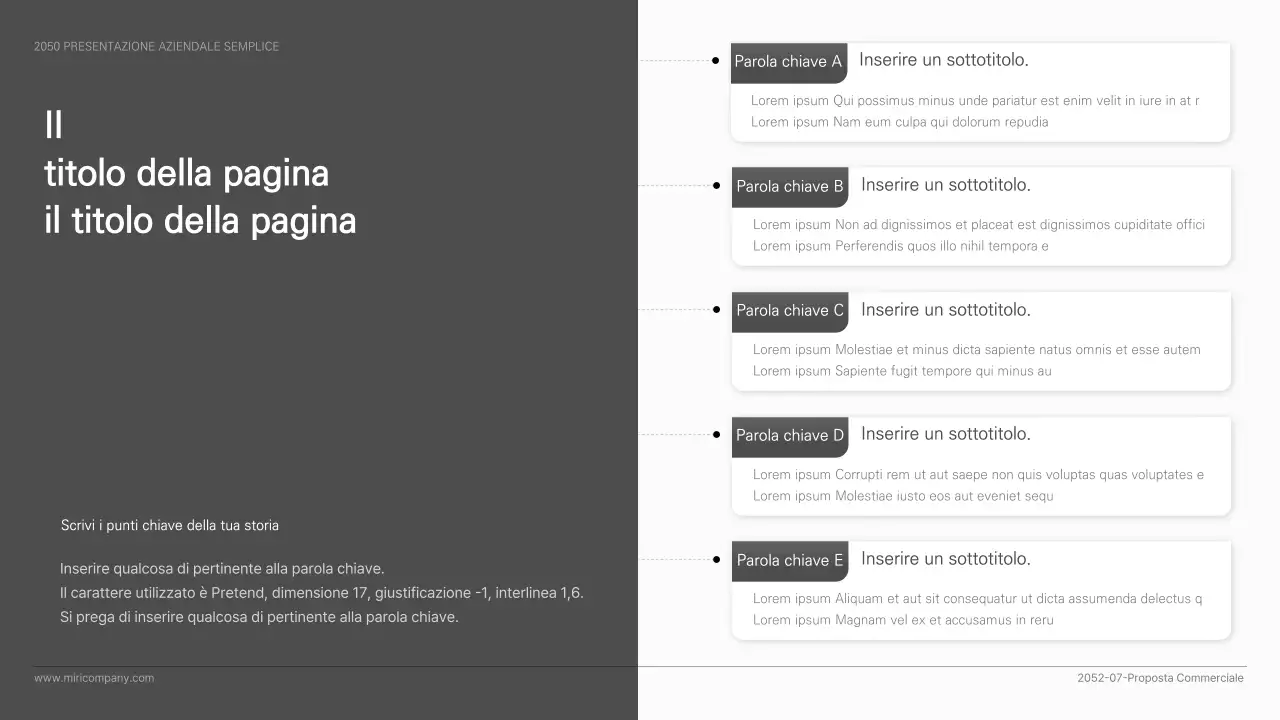 Presentazione aziendale semplice ed essenziale in bianco e nero