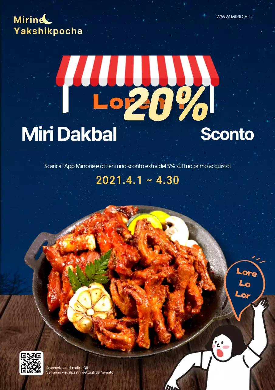 Negozio di yakitori con cielo notturno della marina e foto di cibo per celebrare la sua apertura