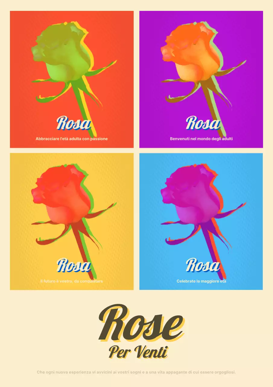 Rose bar mitzvah pop art in rosso e viola