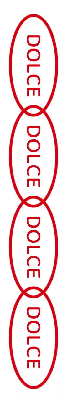 Una semplice combinazione di forme e testo in rosso con ripetizione Stile Caffè