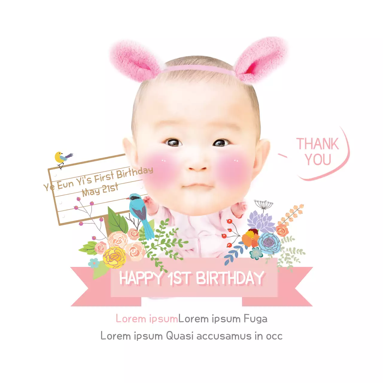 Pink Cute Birthday Invitation Banner