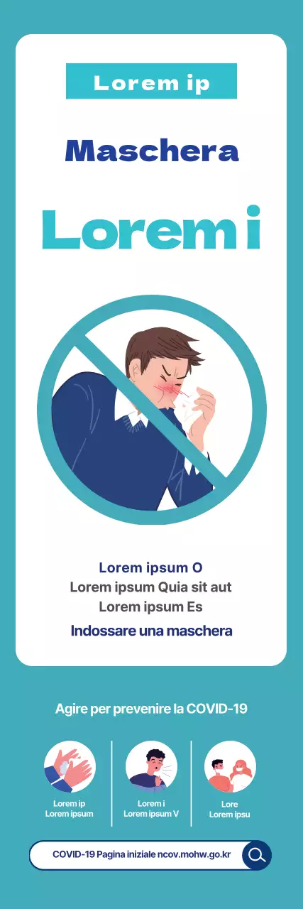 Istruzioni per l'uso della maschera illustrate in blu