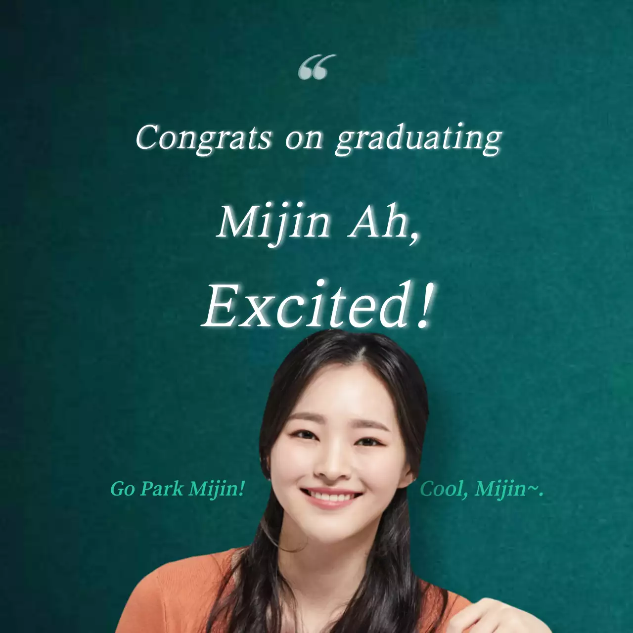Classy graduation wording with a green gradient