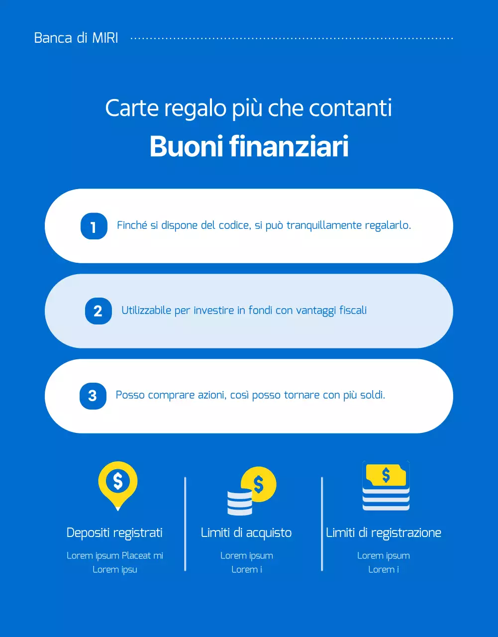 Eventi di strumenti finanziari in titoli con punti blu e gialli