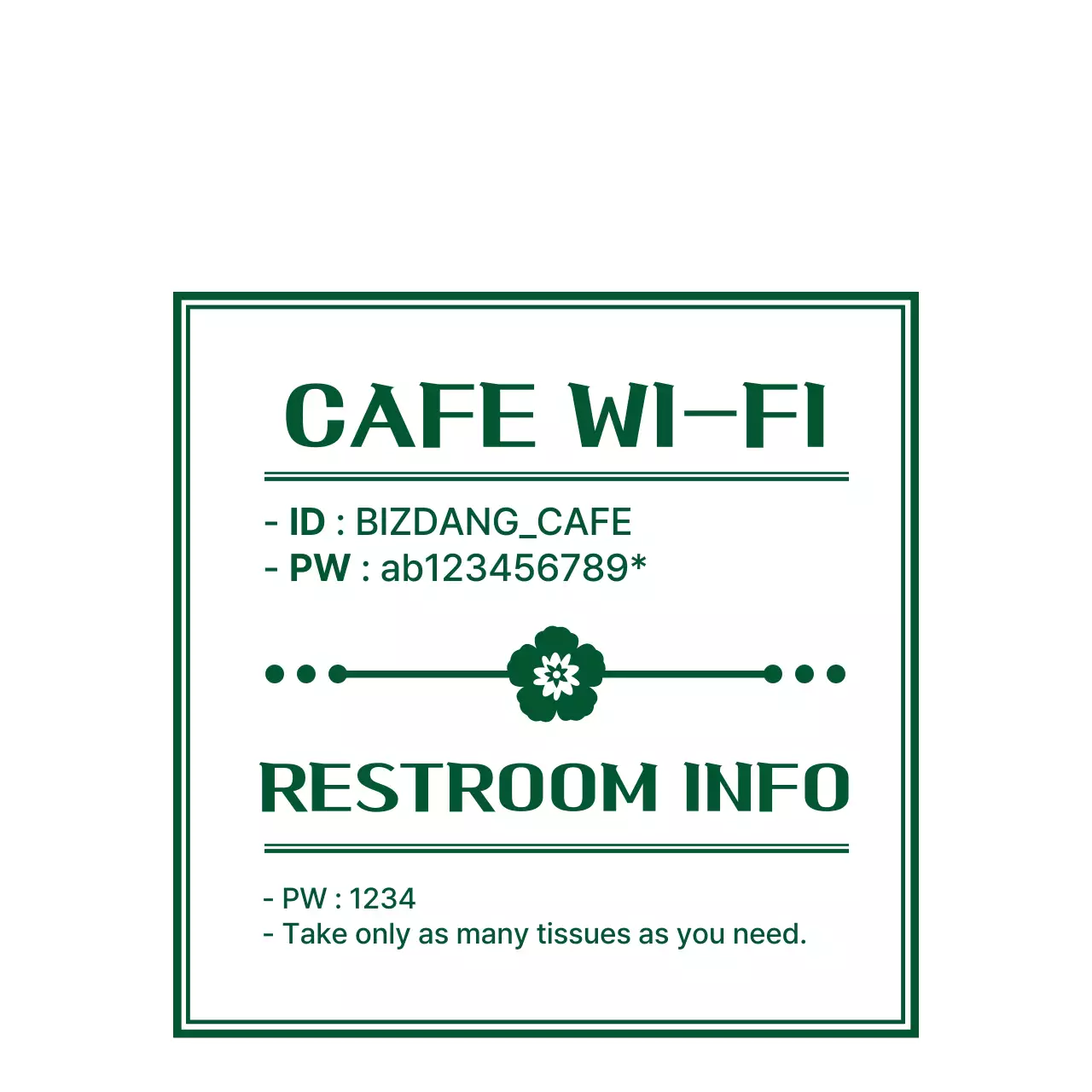 Hướng dẫn thông tin quán cà phê phong cách retro biểu tượng hiện đại đơn giản màu xanh lá cây và trắng 