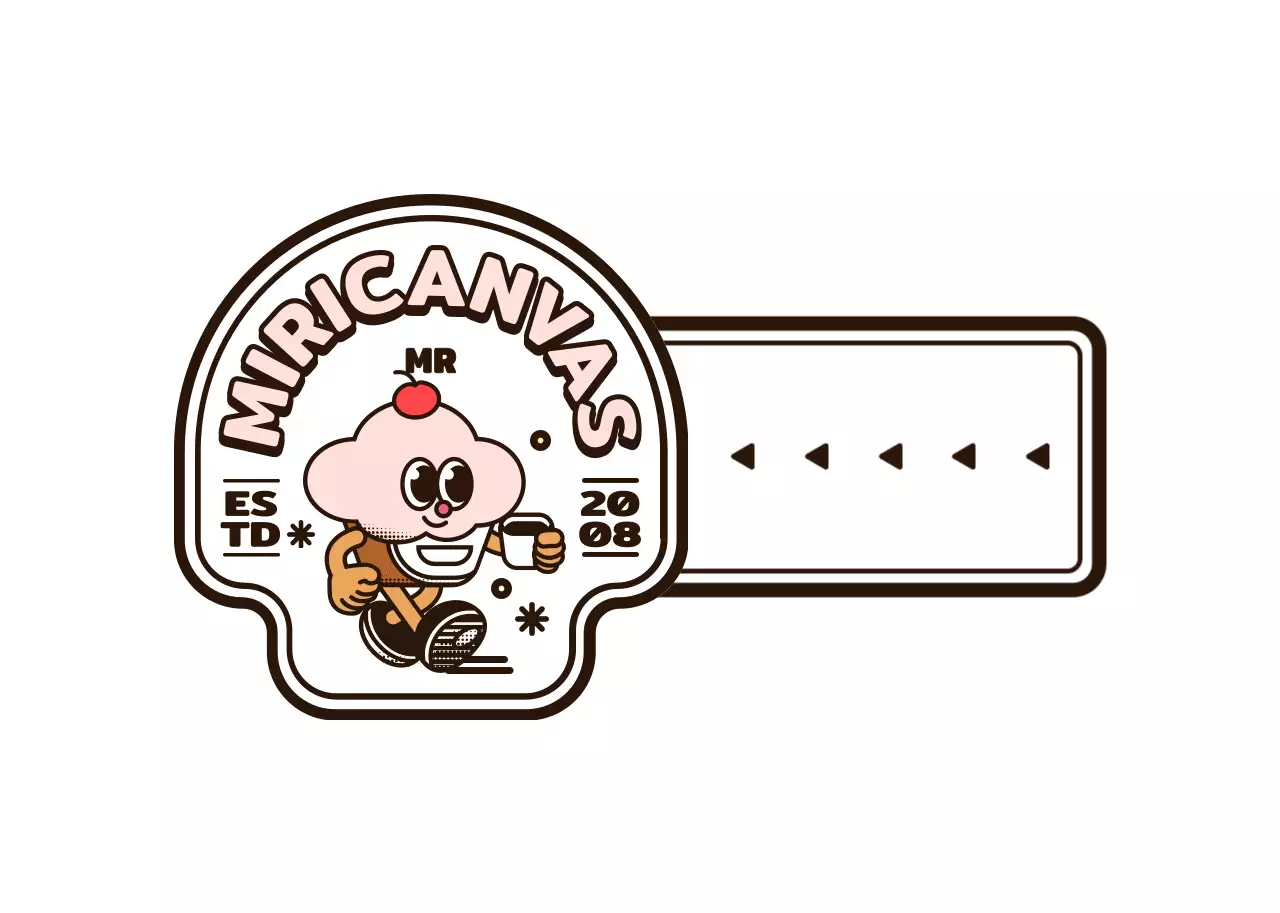 Cute pink and brown round cupcake character logo style for a cafe