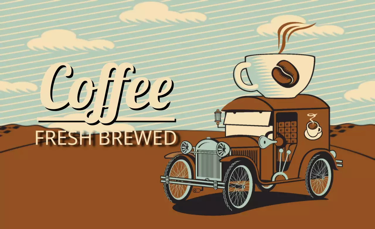 Banner de propaganda de café marrom vintage