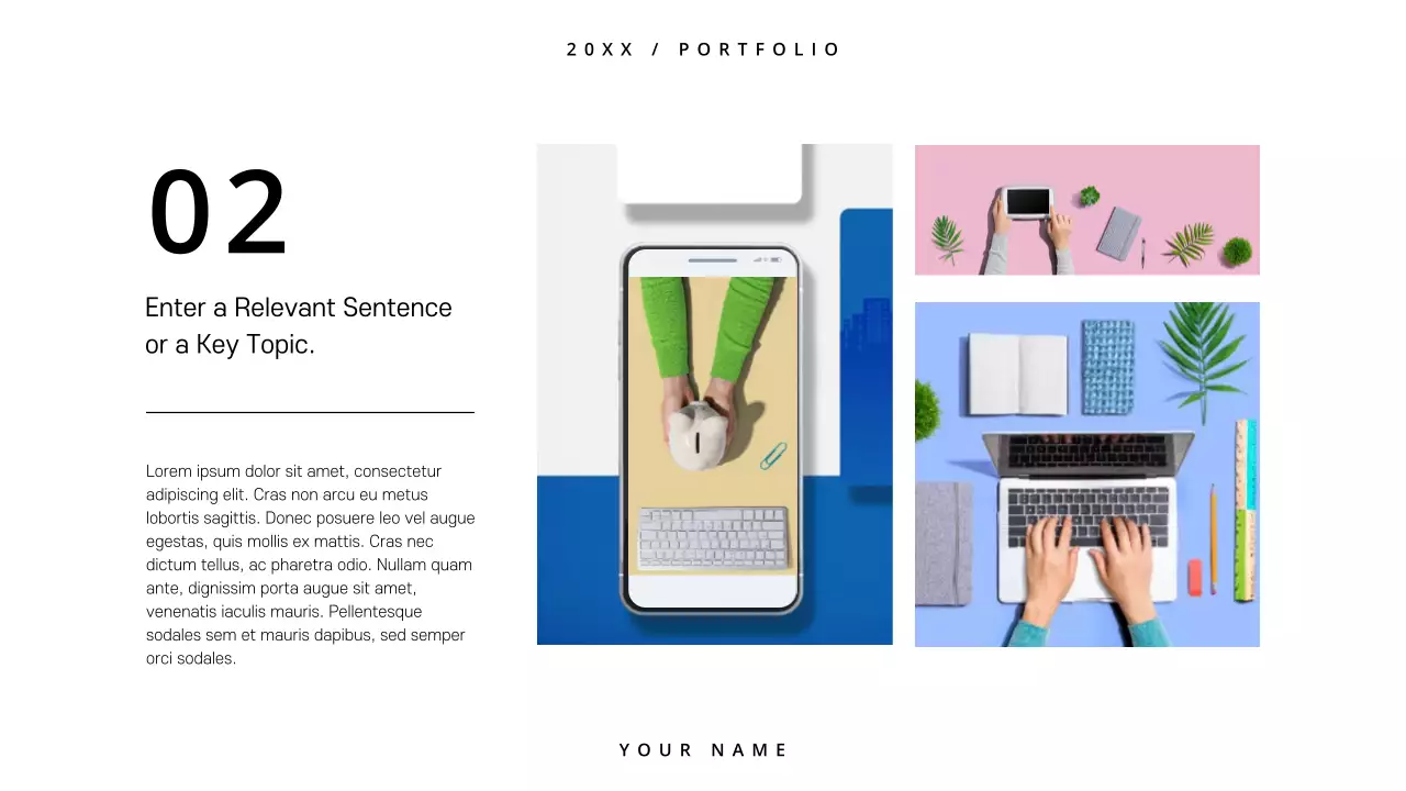 Apresentação de portfólio minimalista preto