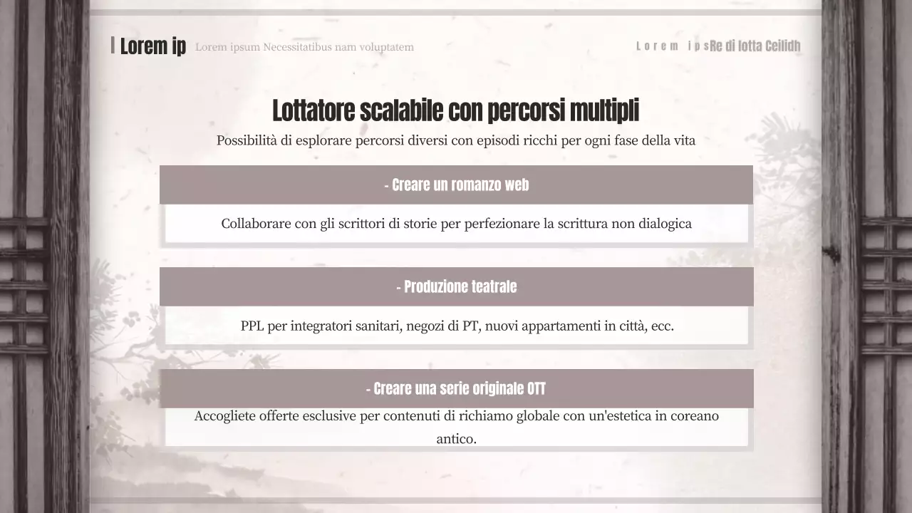 Proposta di webtoon di saghe di wrestling di concetto orientaleggiante marrone e beige