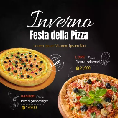 Nuovo menu di pizza ai frutti di mare