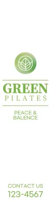 Untuk mempromosikan konsultasi Pilates dengan konsep berkelas dengan logo hijau yang sederhana.
