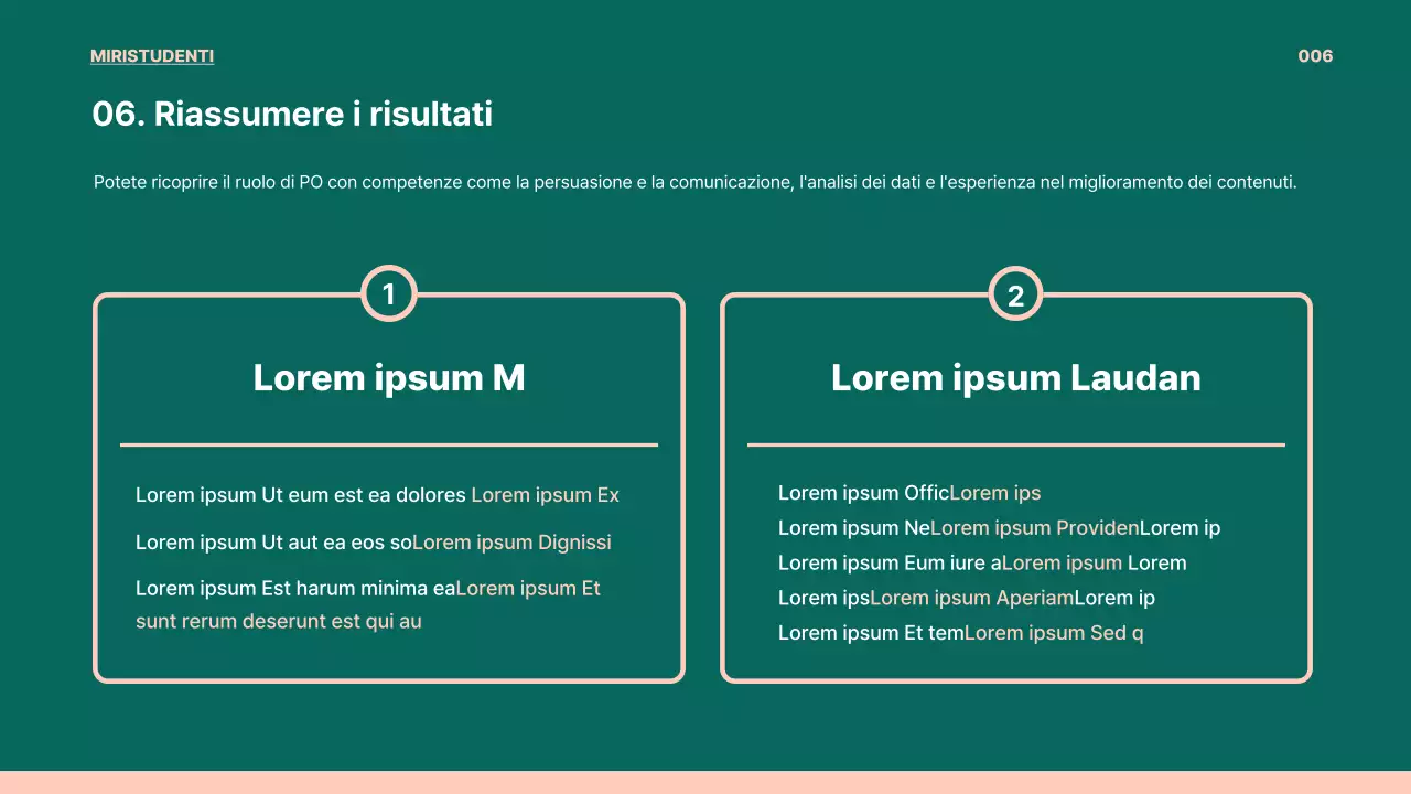 Presentazione del lavoro PO in verde e rosa