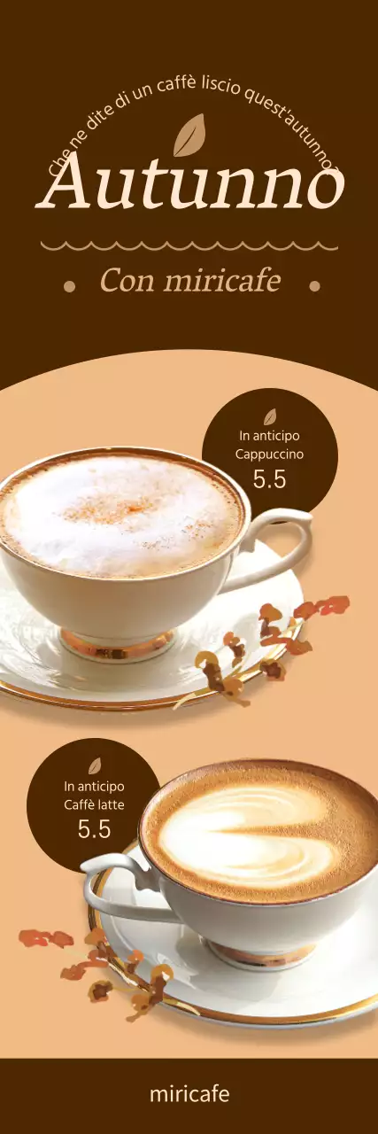 Promuovete le bevande del caffè nelle tonalità autunnali del beige e del marrone