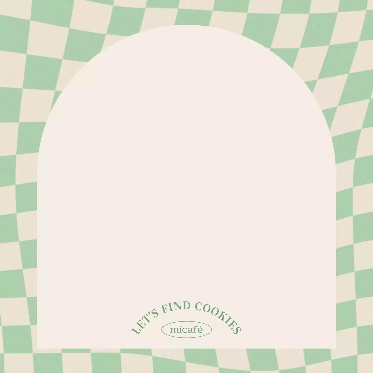 Merchandise kafe dengan kisi-kisi bergelombang berwarna hijau dan kuning serta ruang catatan melengkung