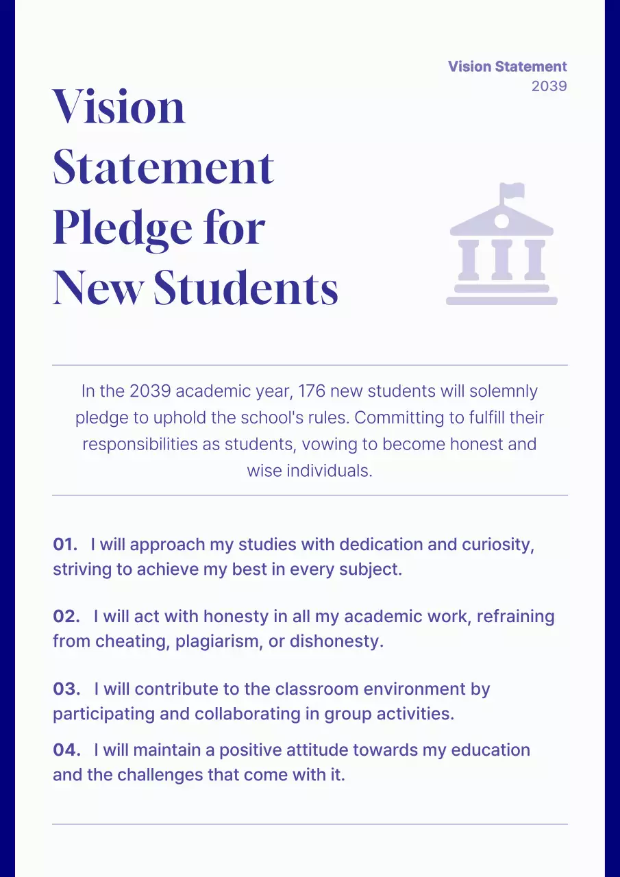 Blue Simple Student Pledge Guideline