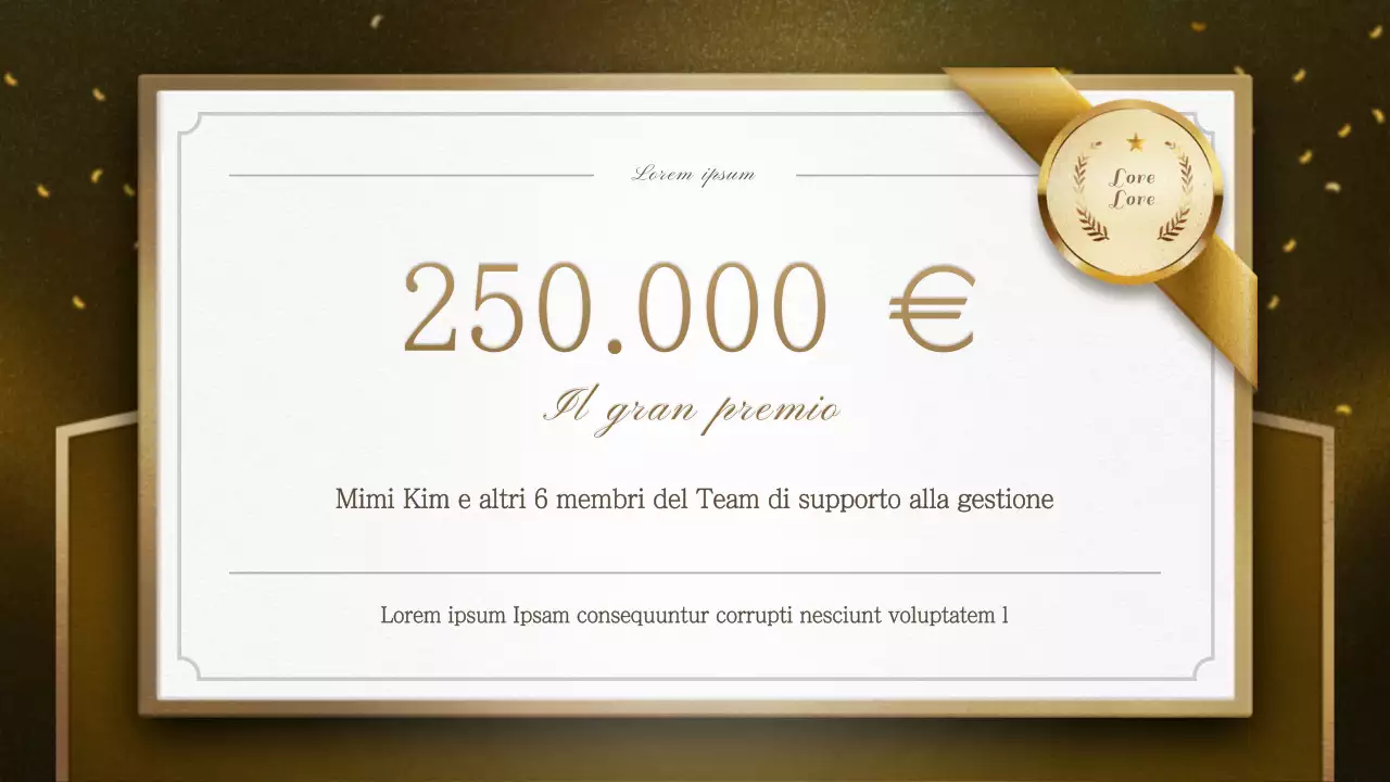 Un invito dorato e blu per una festa di fine anno con un ordine di servizio cerimoniale