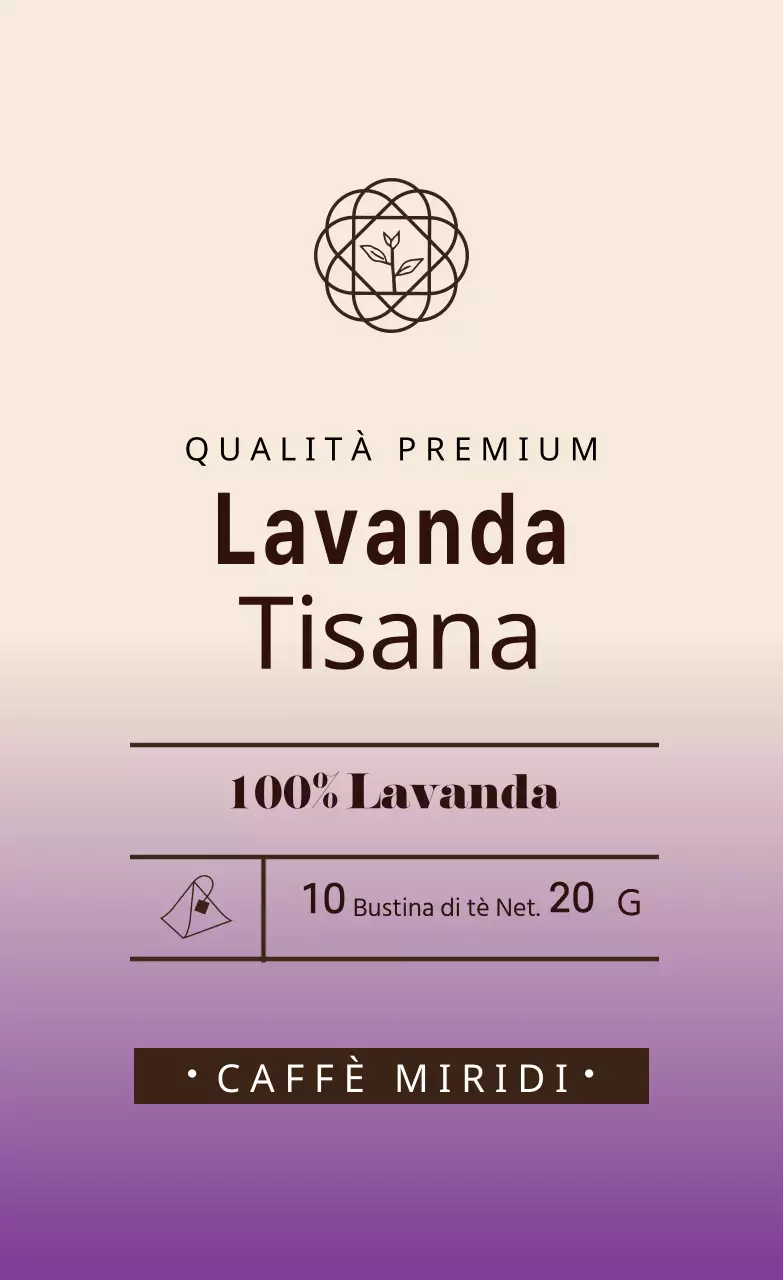 Etichetta per il tè alla lavanda Purple Illustrated Cafe