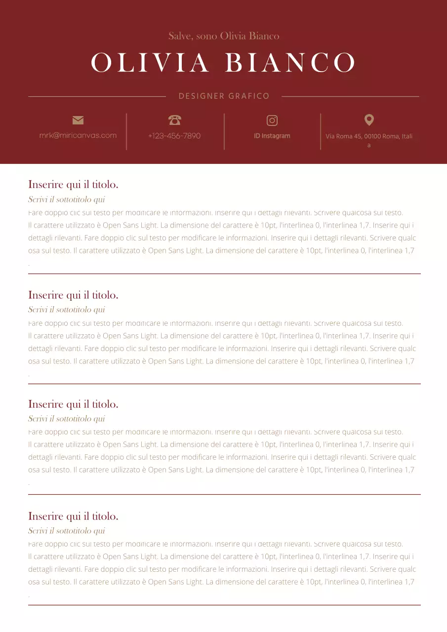 Una dichiarazione personale classica in rosso e oro