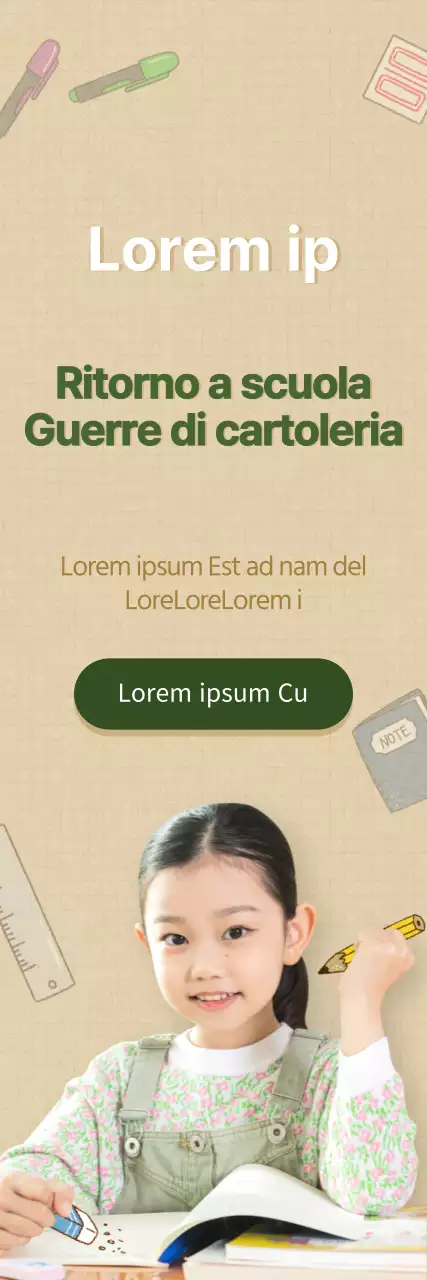 Vendita di cancelleria verde e marrone per il back-to-school