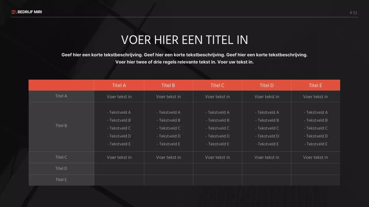 Een modern bedrijfsproject in rood en zwart