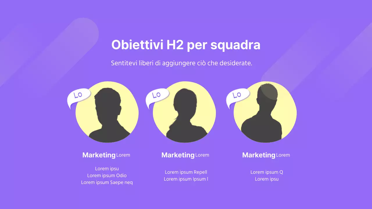 Piano aziendale di semplice concezione giallo-viola