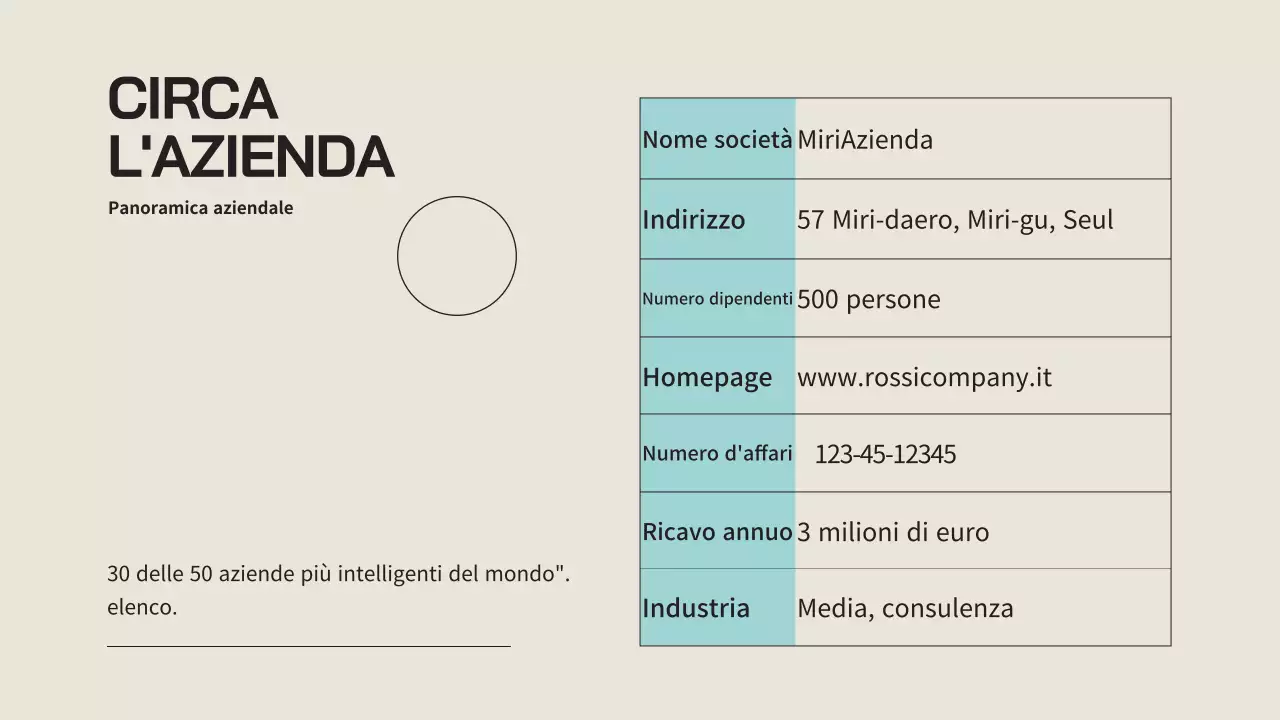 Un semplice profilo aziendale in beige