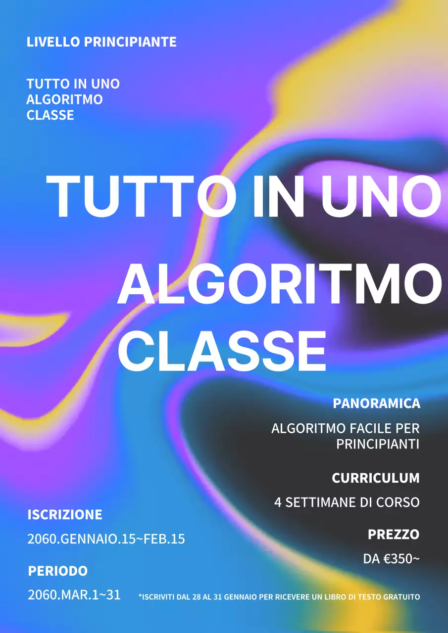 Guida alle lezioni algoritmiche per il concetto di gradiente blu, giallo e viola