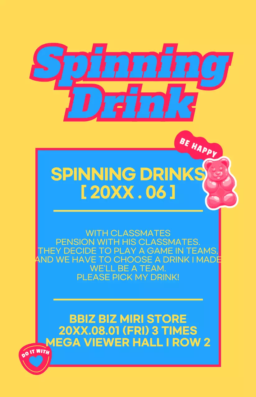 Movie posters with teenage sentiment frames and stickers in striking colors.