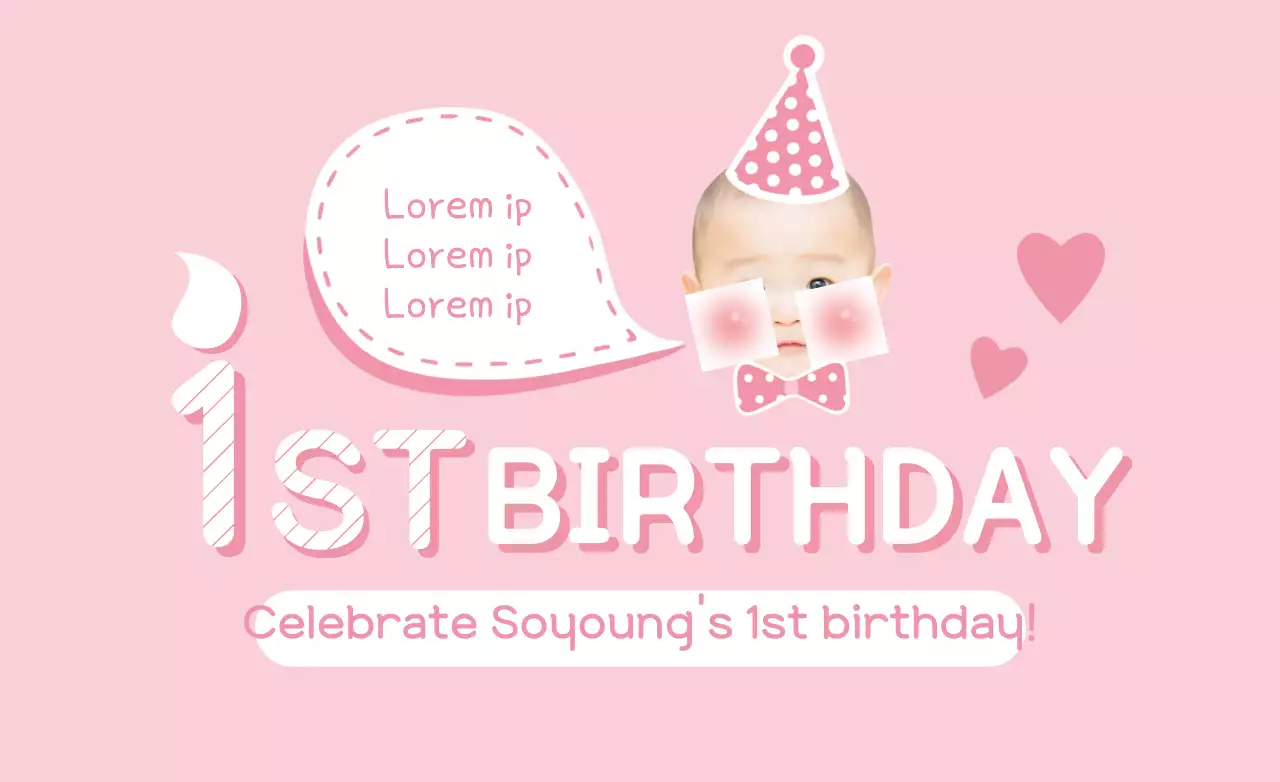 Pink Cute Birthday Invitation Banner