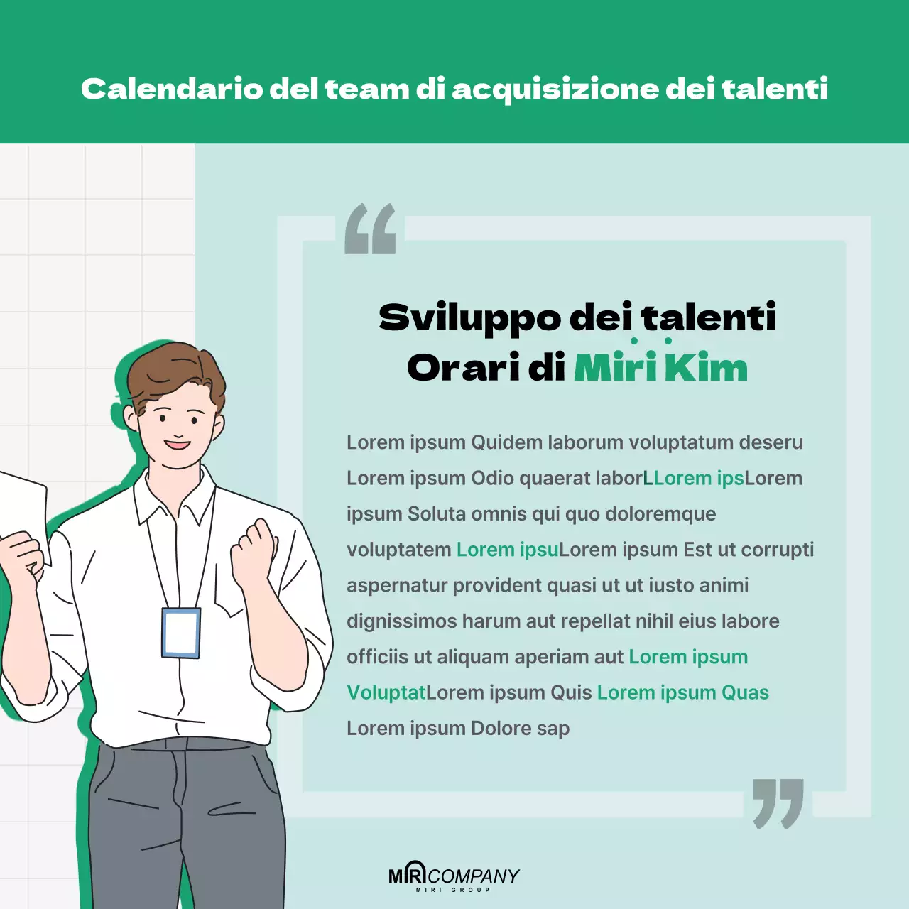 Risorse umane Descrizione del lavoro in toni puliti e verdi Responsabilità chiave Intervista Competenze fondamentali