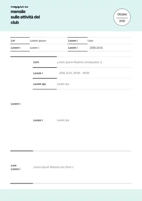 Un semplice rapporto sulle attività del club in bianco e menta