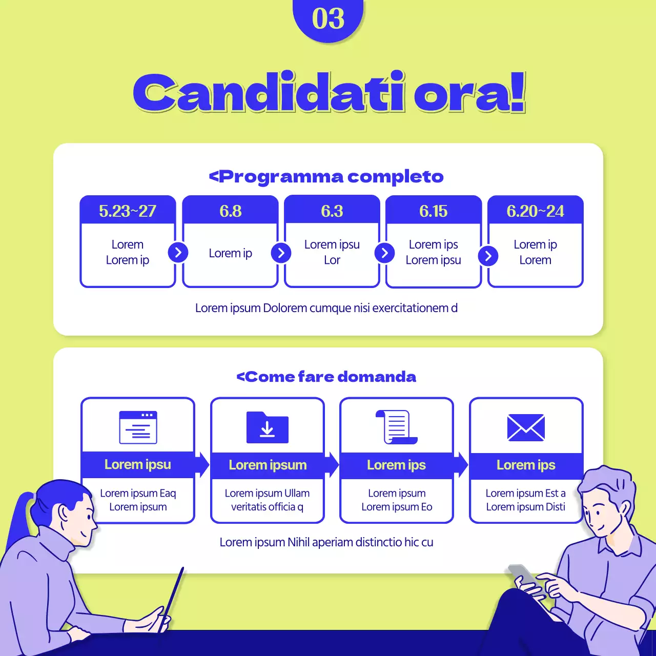 Reclutamento di sostenitori del festival del cinema blu e giallo